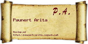 Paunert Arita névjegykártya